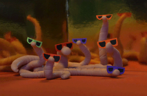 worms with sunglasses.